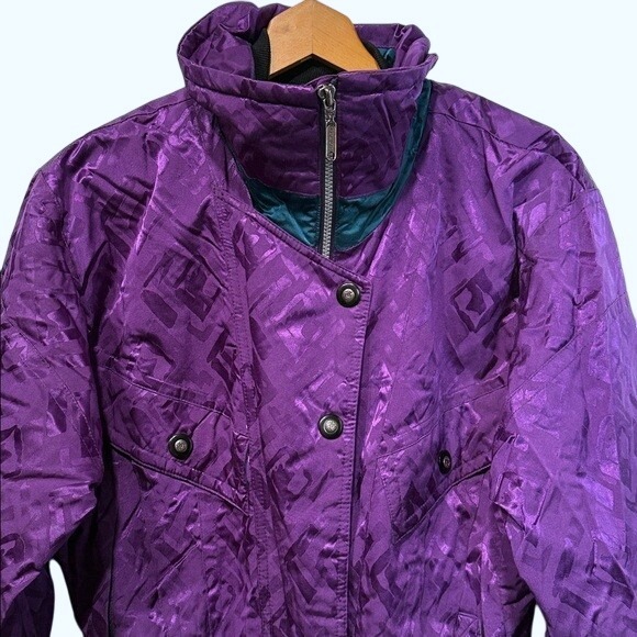 Vintage Retro‎ Black Bear Purple Diamond Pattern One Piece Snow Ski Suit Size S - Picture 2 of 10